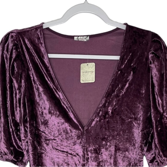 Free People Intimately Don't You Wish Velvet Bodysuit Plum Purple NWT - Picture 7 of 14